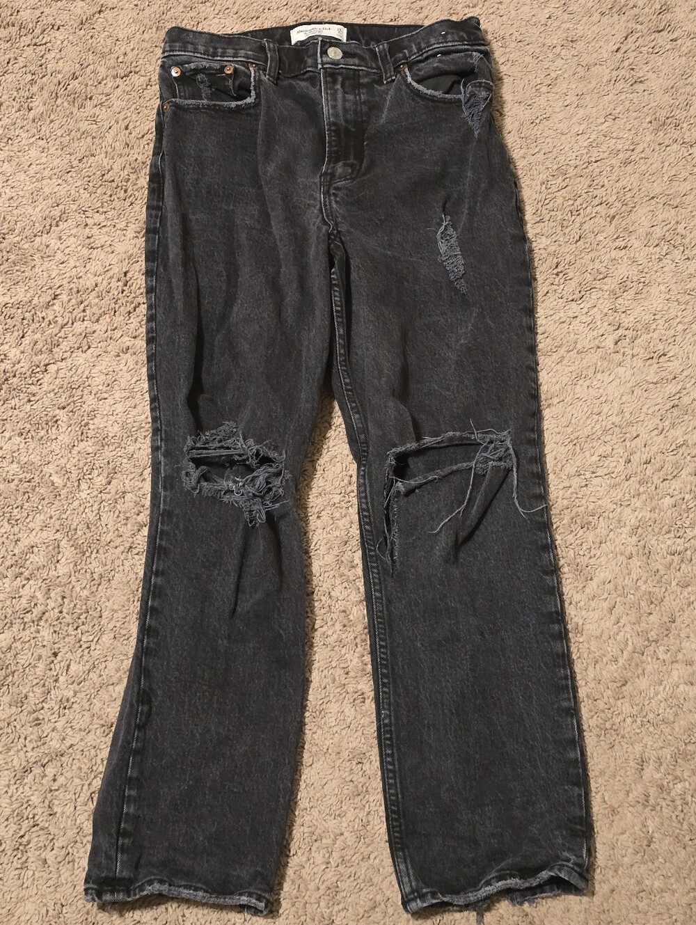 Abercrombie Curve Love 90s Straight Ultra High Rise Distressed Jeans Size 6S